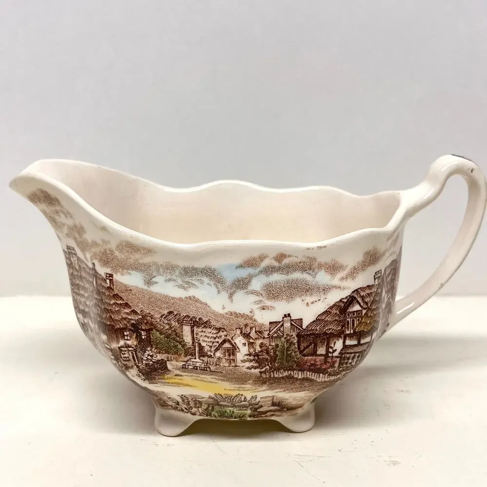 Vintage Johnson Bros Multicolor Olde English Countryside Creamer and Sugar Set